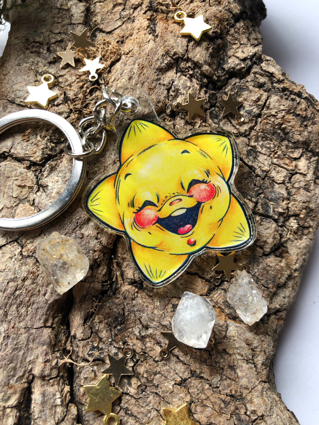 Pin y llavero de acrílico "estrella con sonrisa"
