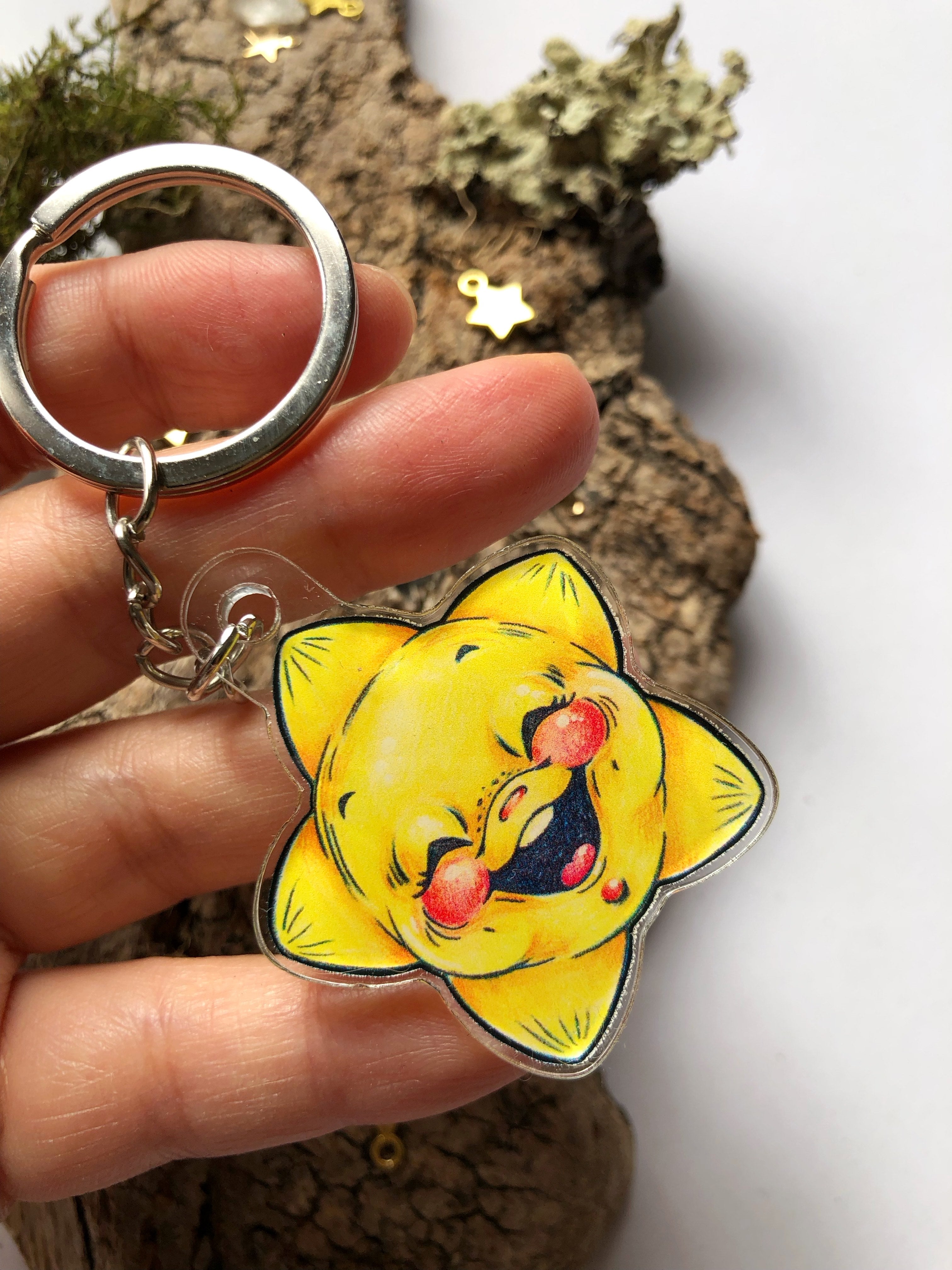 Pin y llavero de acrílico "estrella con sonrisa"