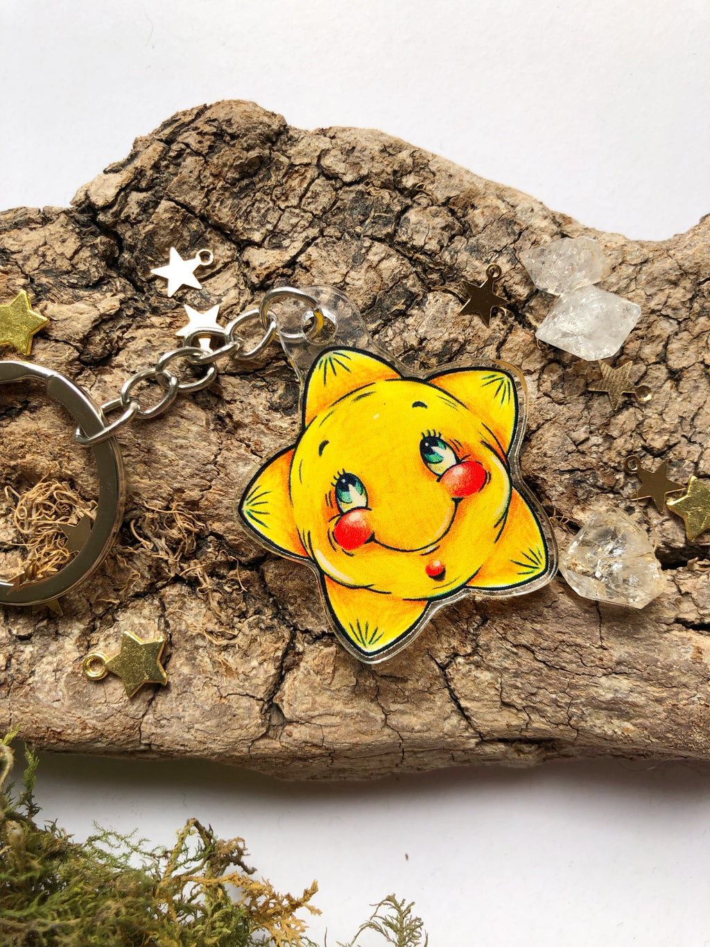 "Shy star" acrylic pin and keychain