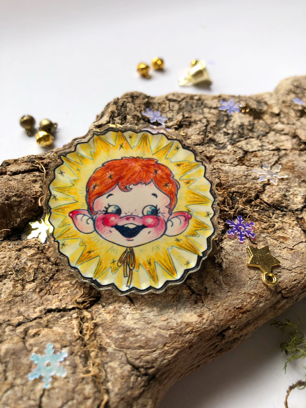 Pin y llavero de acrílico "duende estrella"