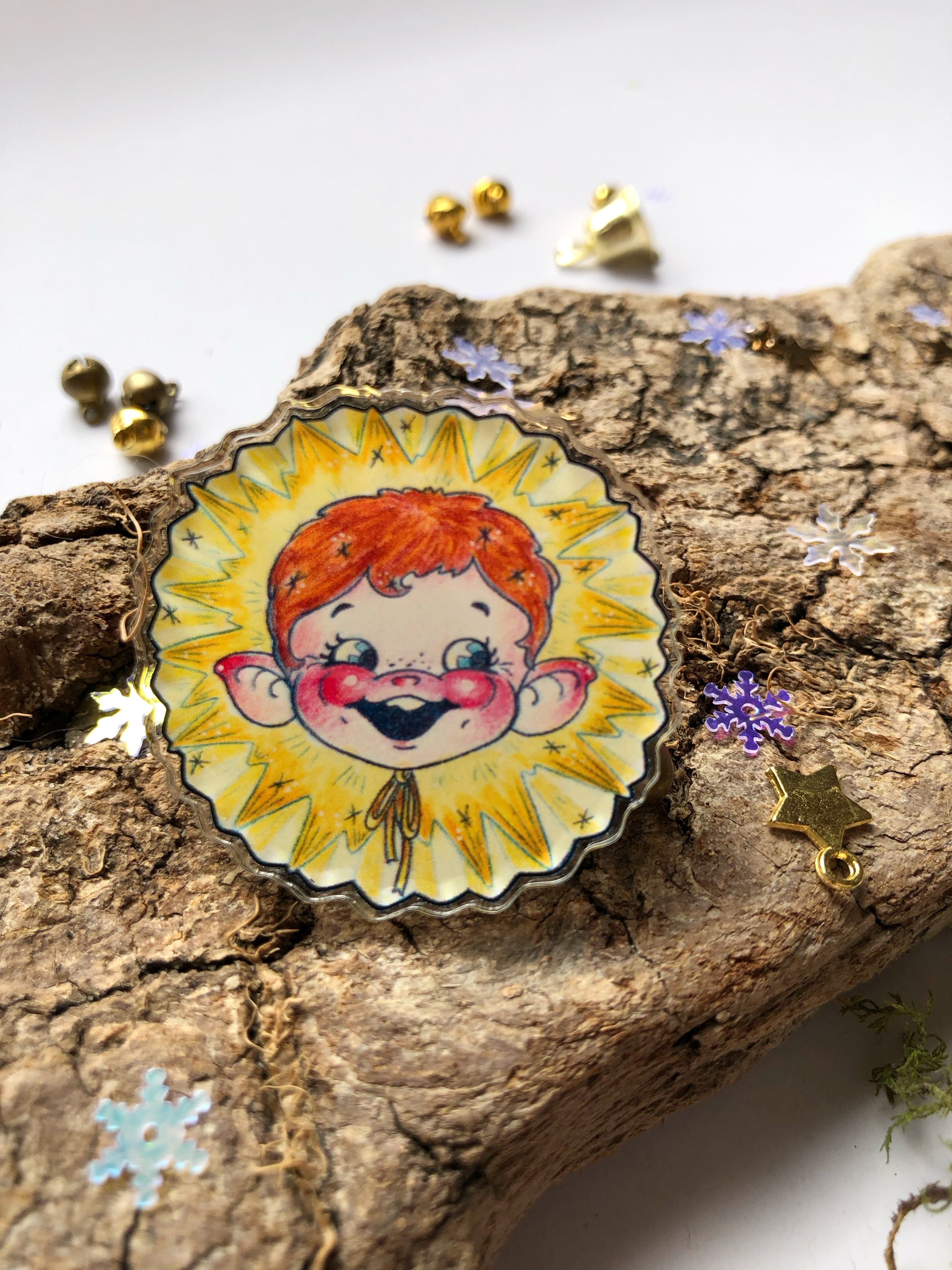 Pin y llavero de acrílico "duende estrella"