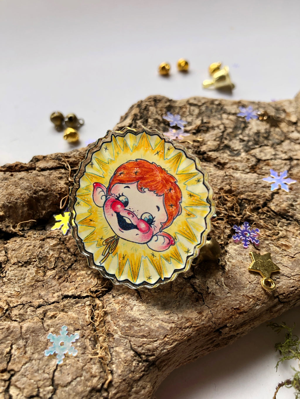 Pin y llavero de acrílico "duende estrella"