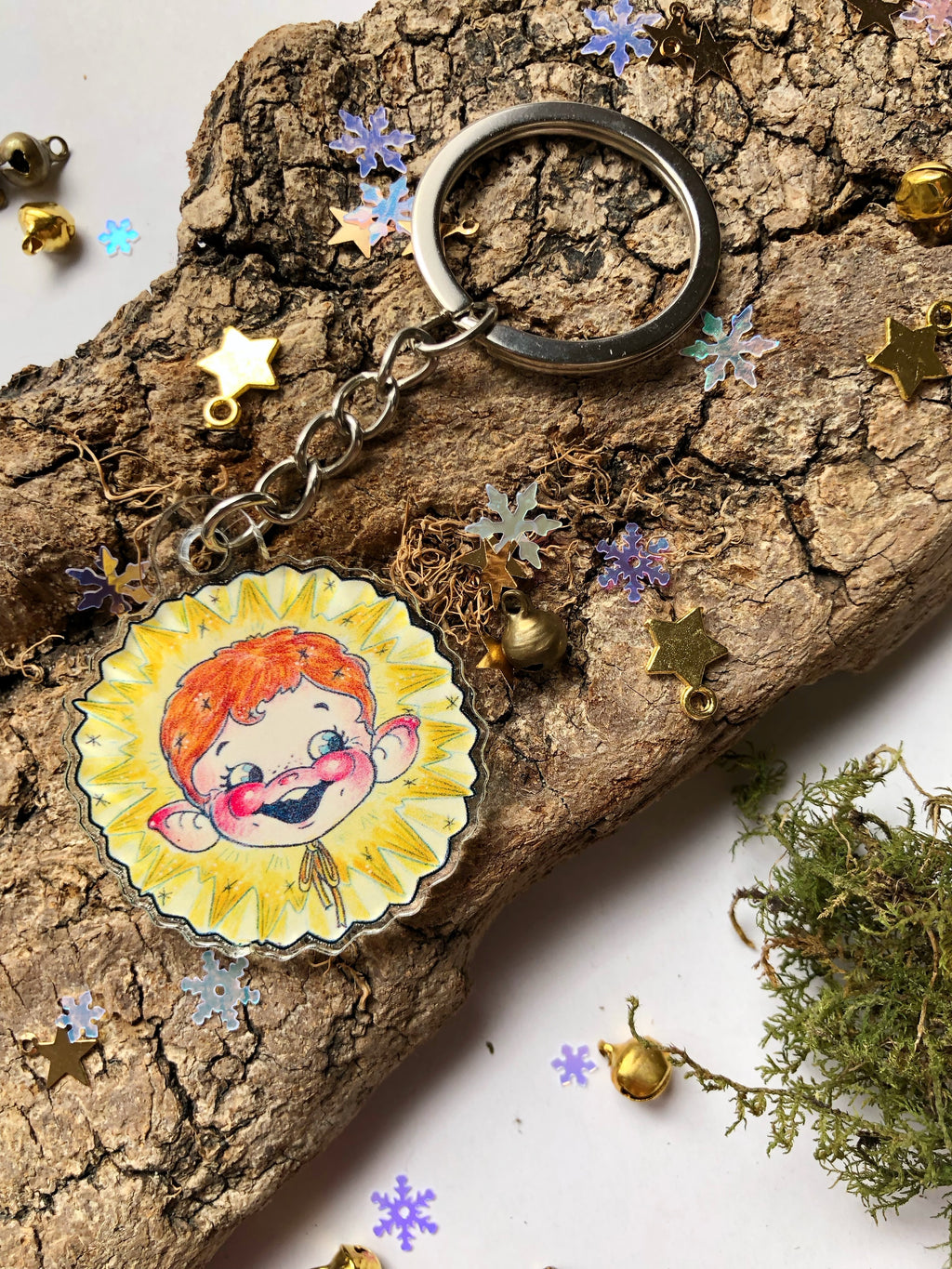 Pin y llavero de acrílico "duende estrella"