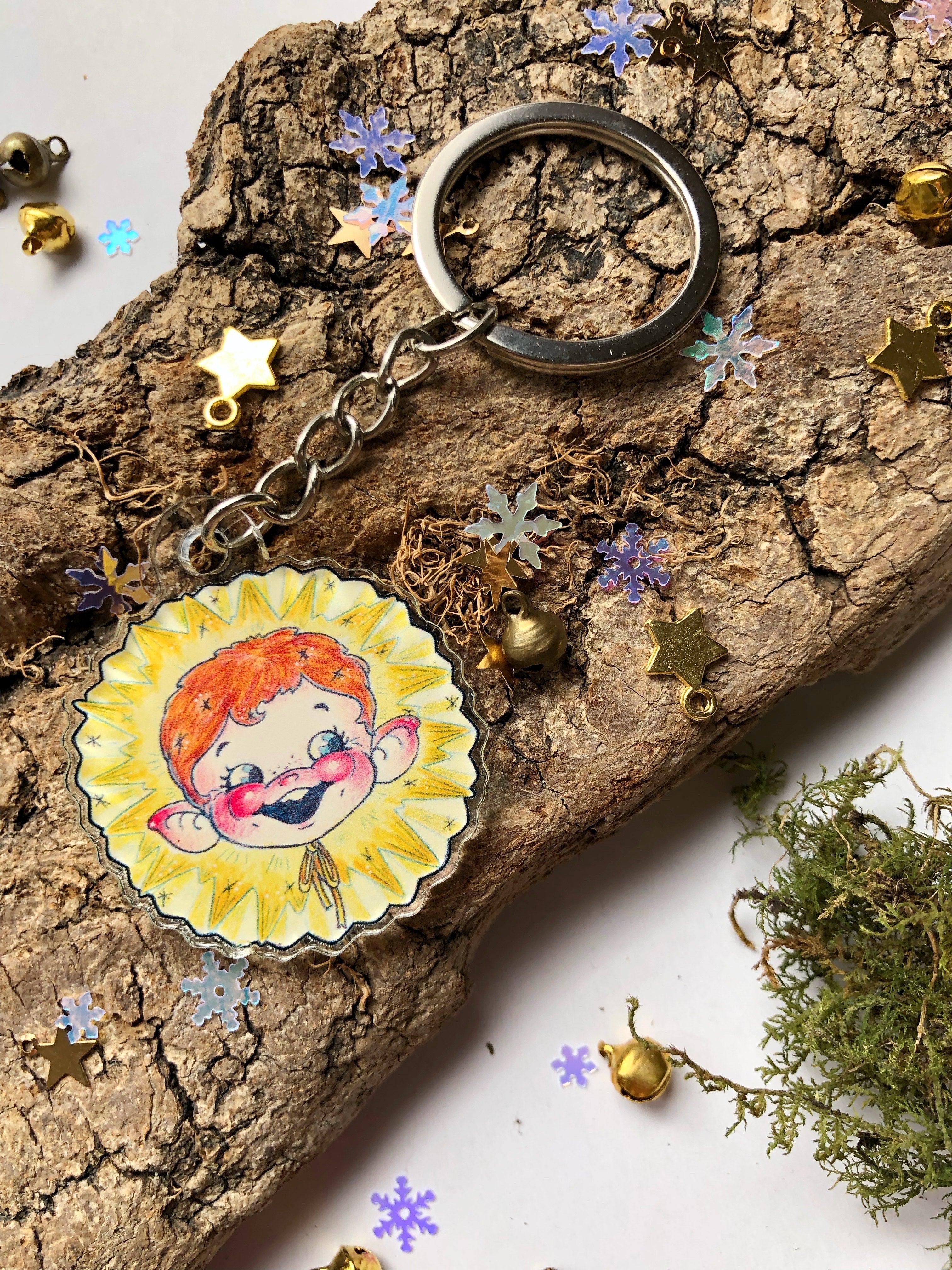 Pin y llavero de acrílico "duende estrella"