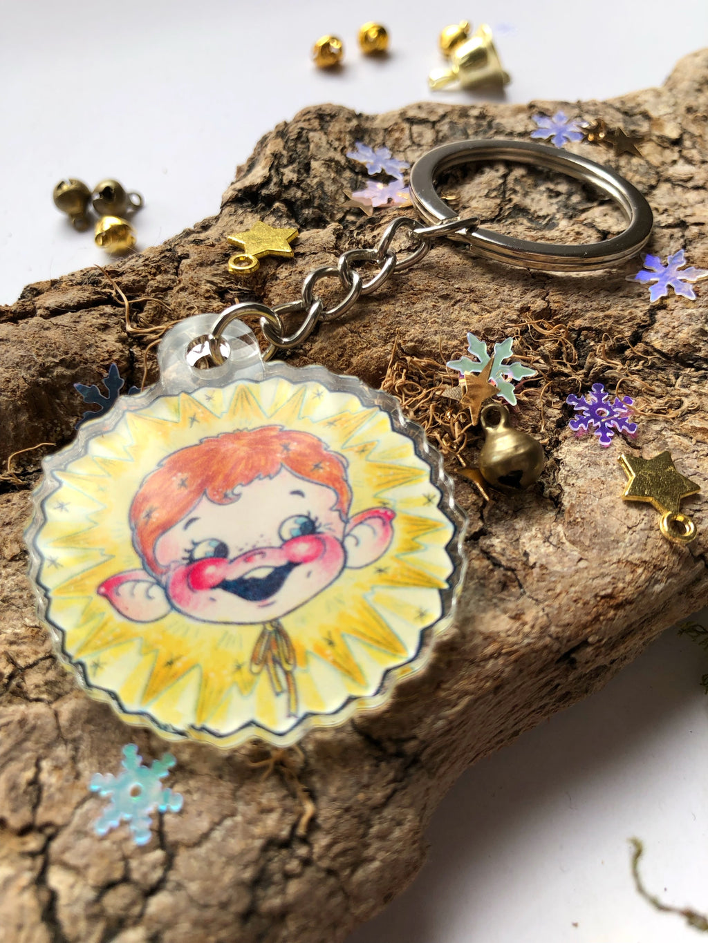 Pin y llavero de acrílico "duende estrella"