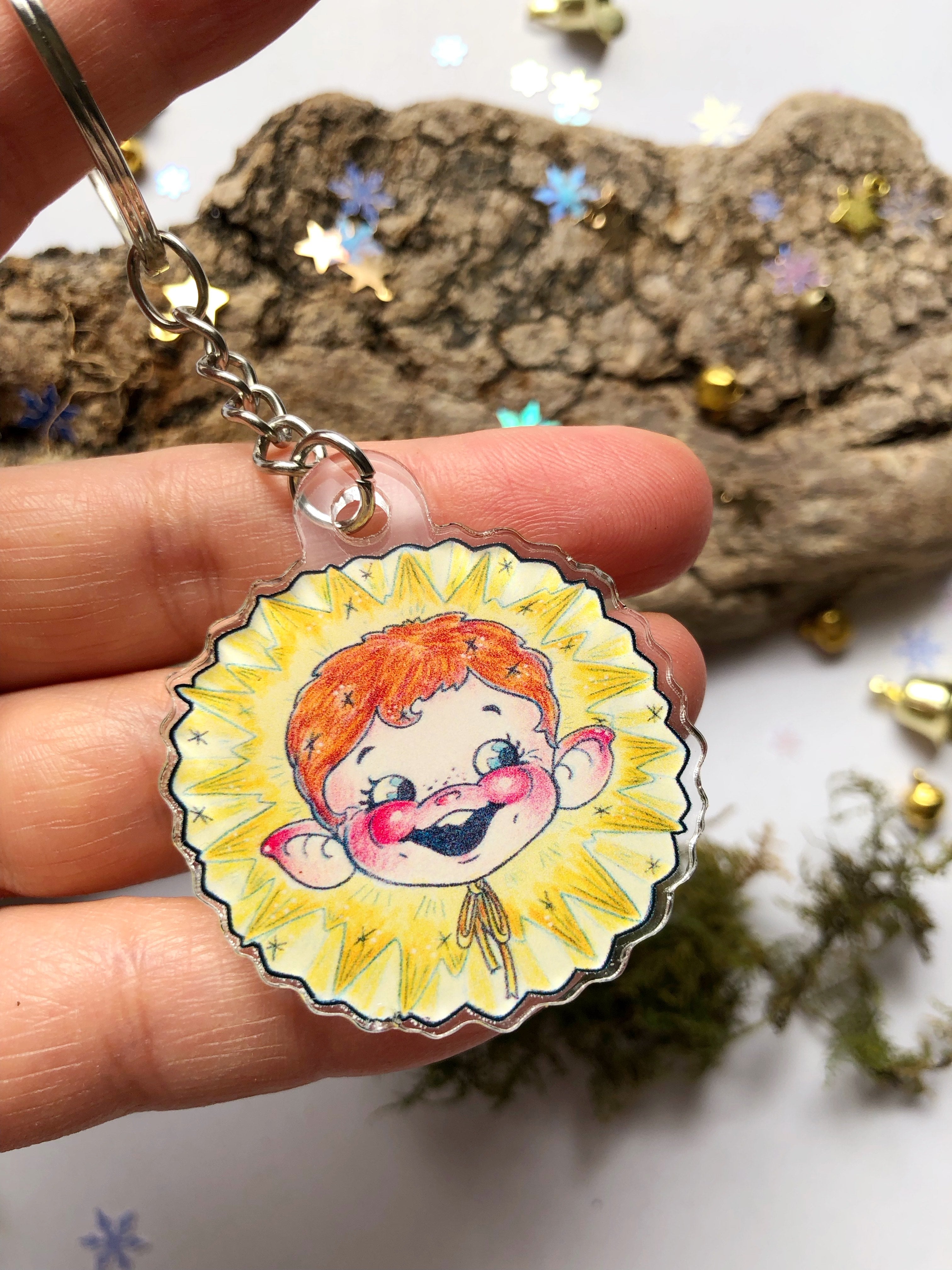 Pin y llavero de acrílico "duende estrella"