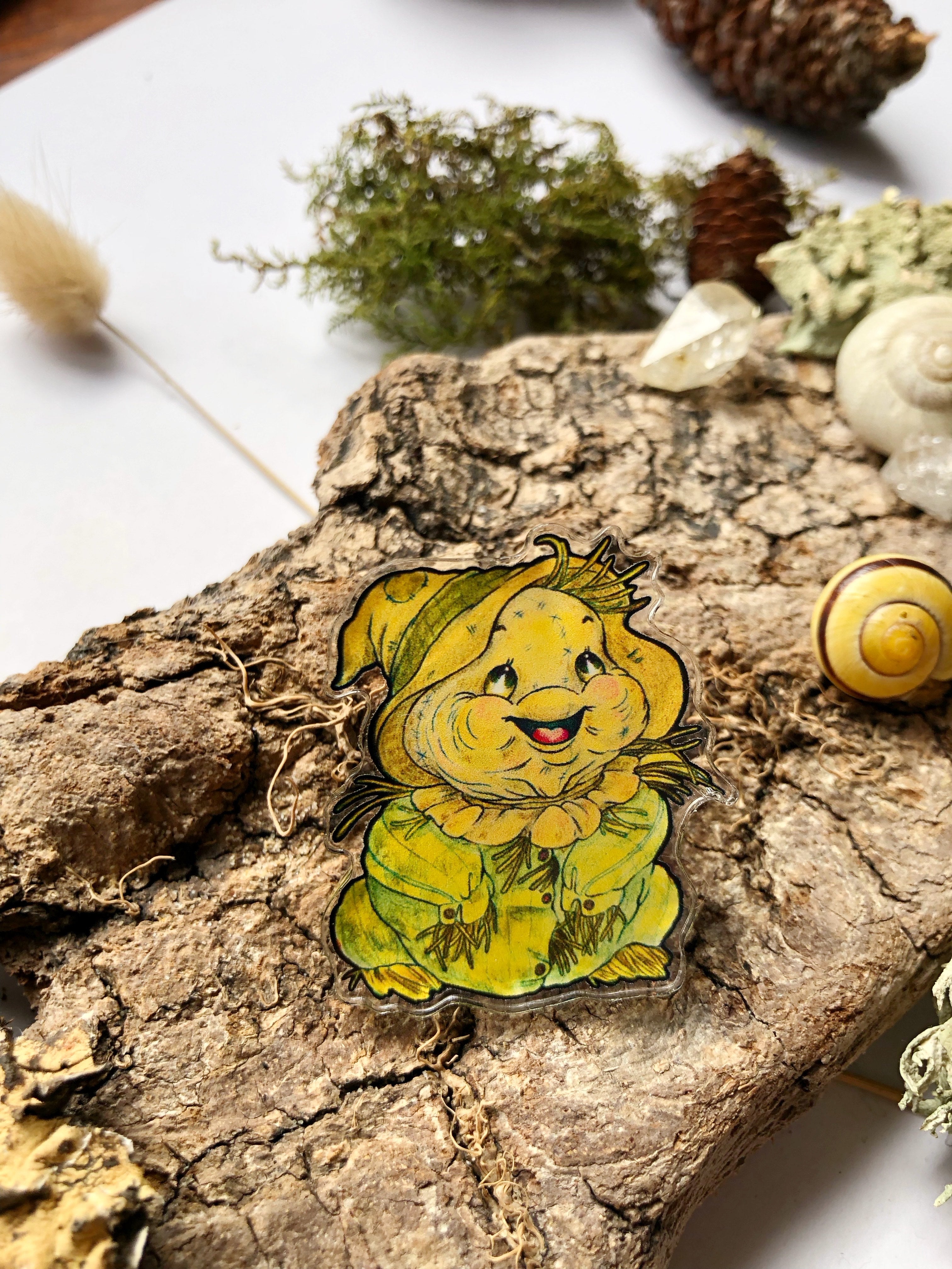 Pin y llavero de acrílico "espantapájaros"