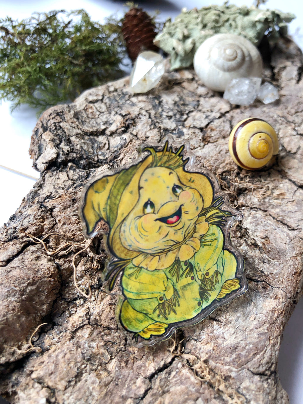 Pin y llavero de acrílico "espantapájaros"
