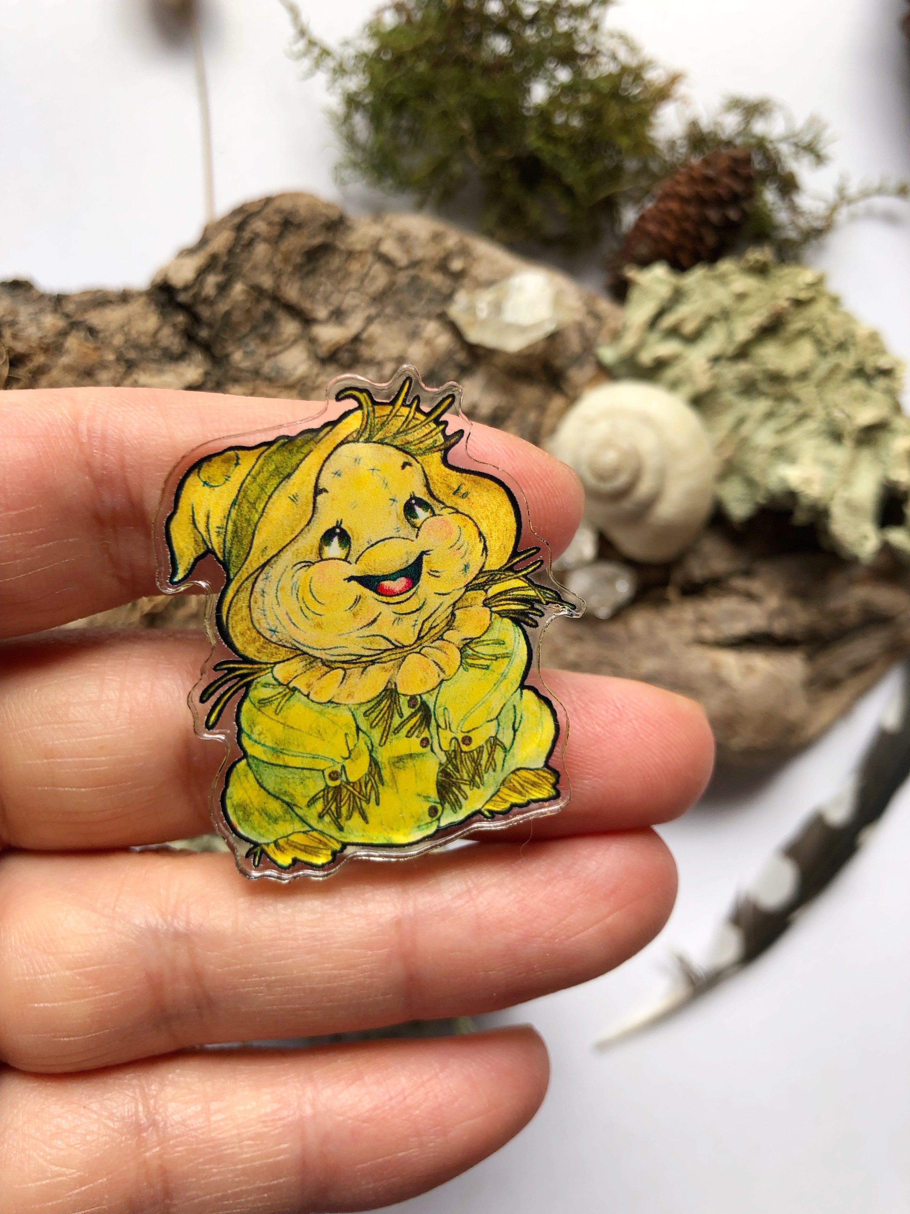 Pin y llavero de acrílico "espantapájaros"