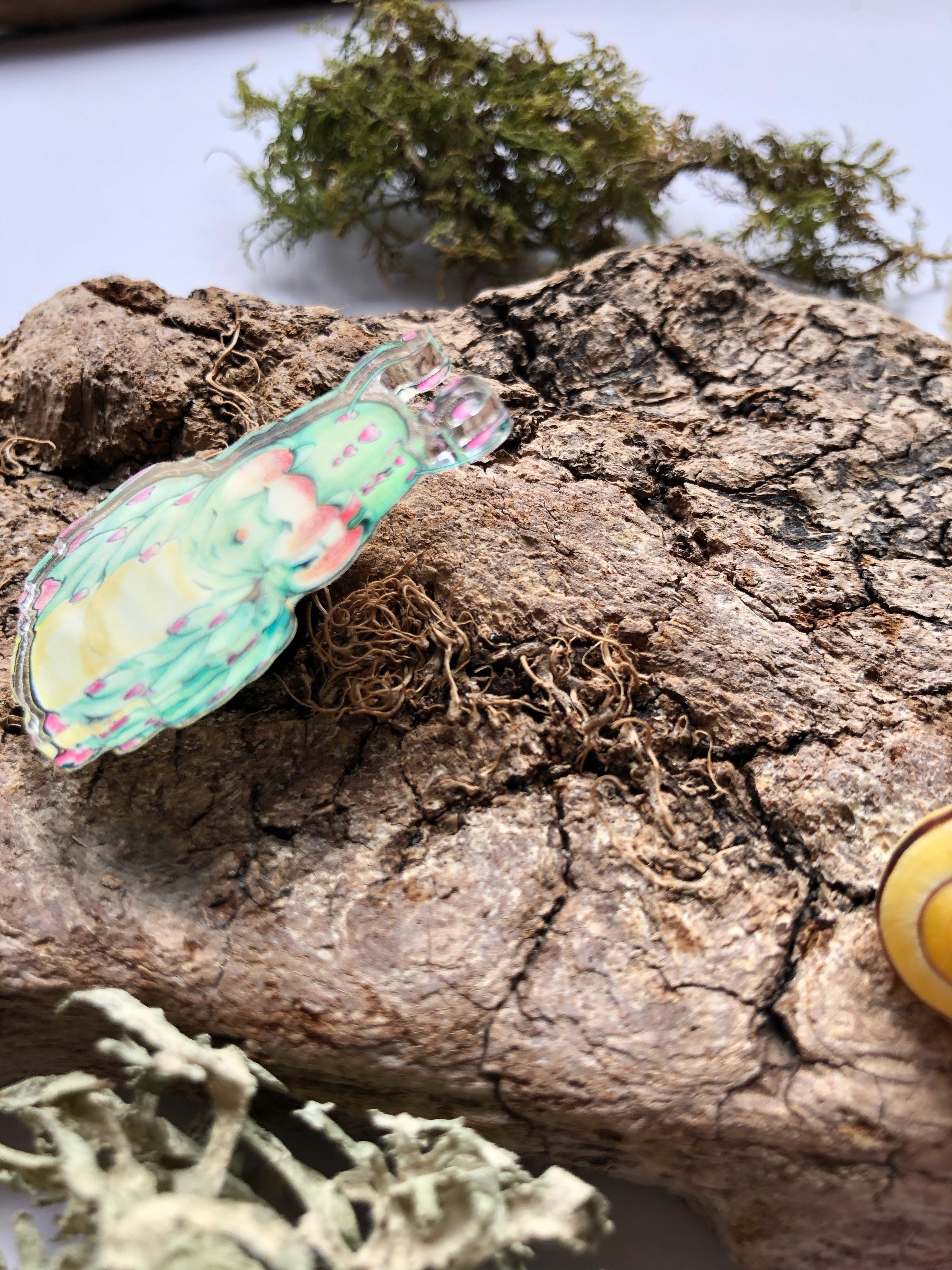 Pin y llavero de acrílico "oruga"