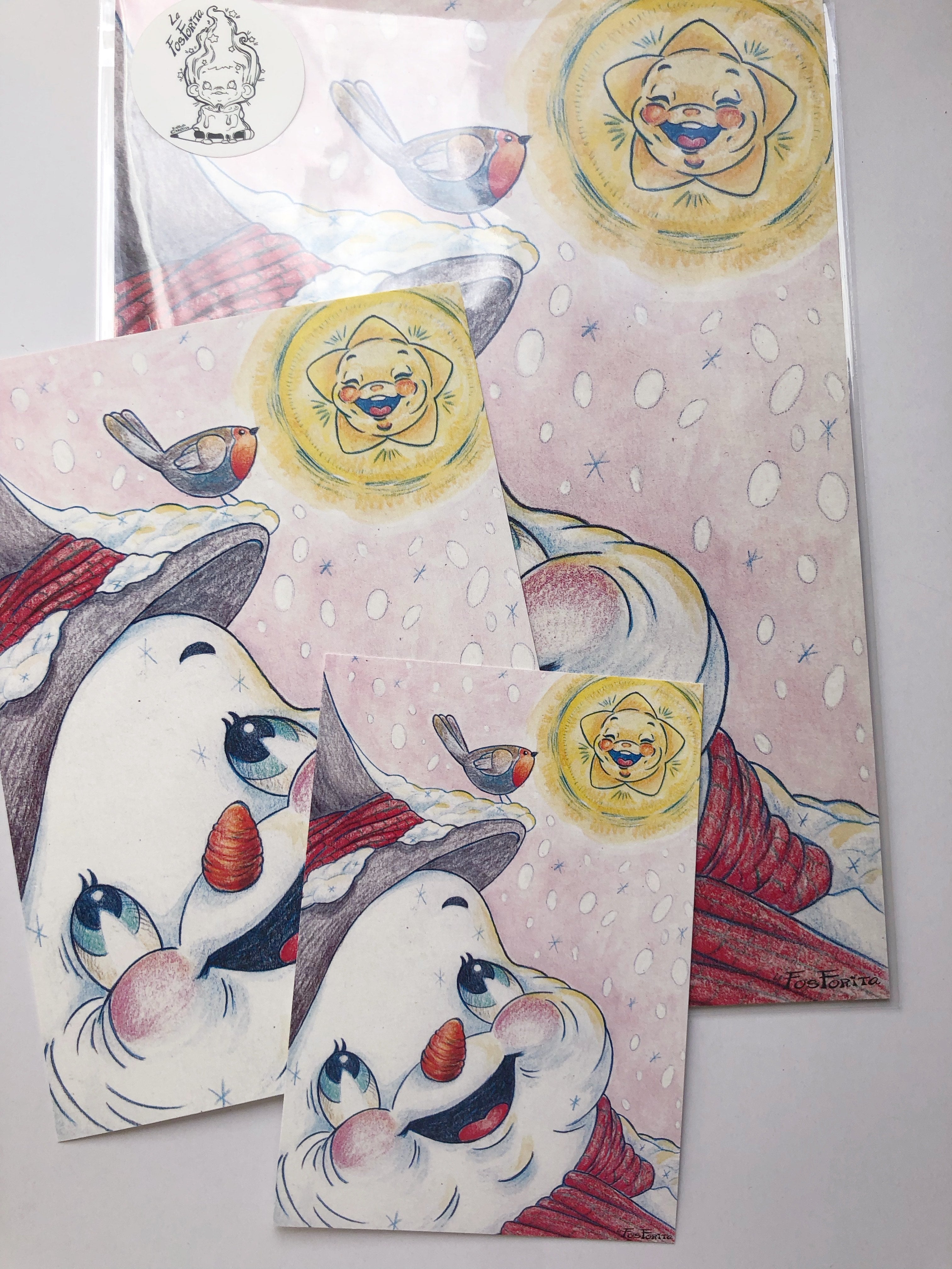 Lámina impresa "muñeco de nieve y estrella"