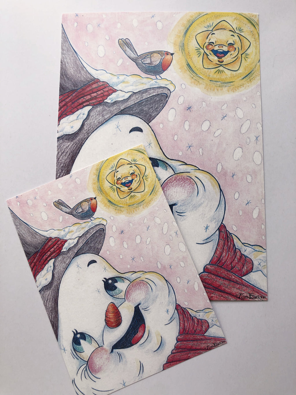Lámina impresa "muñeco de nieve y estrella"